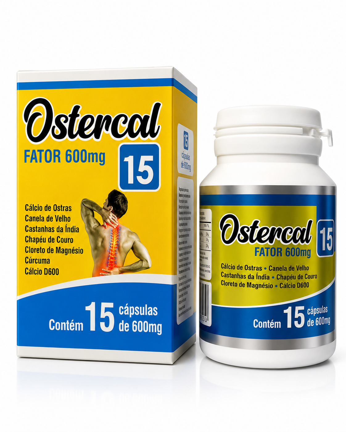 Ostercal Fator 600mg – Composto de Cálcio, Canela de Velho e Cúrcuma para Saúde dos Ossos e Articulações