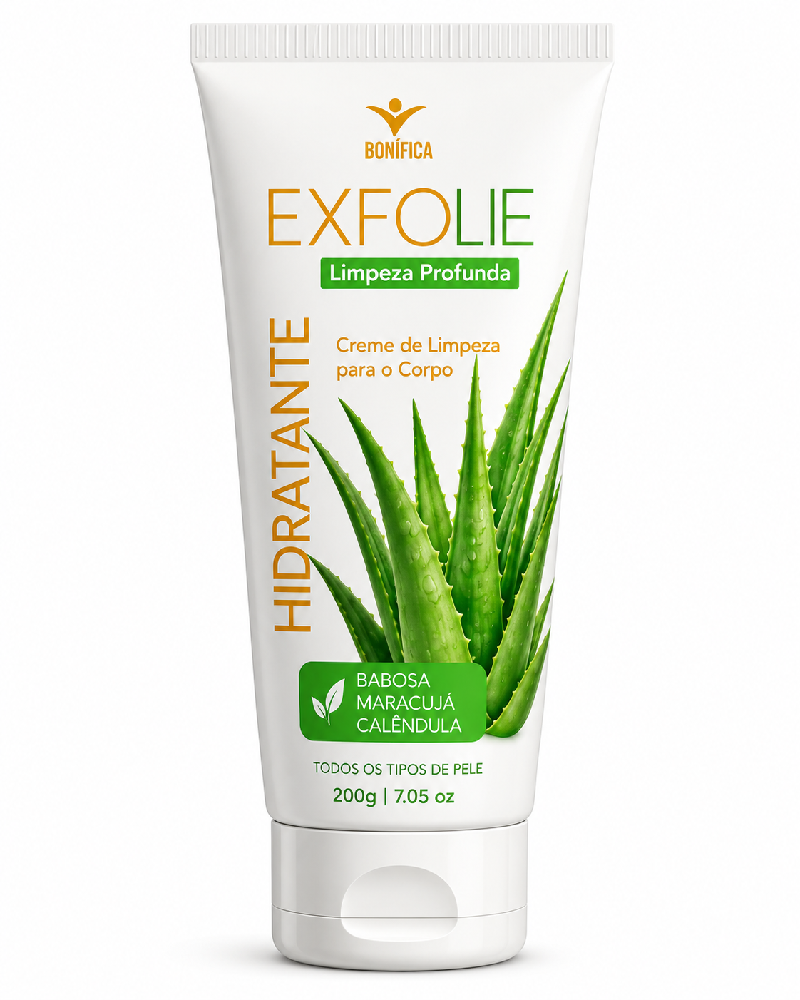 Exfolie Bonífica – Creme de Limpeza Profunda e Hidratante Corporal com Babosa, Maracujá e Calêndula
