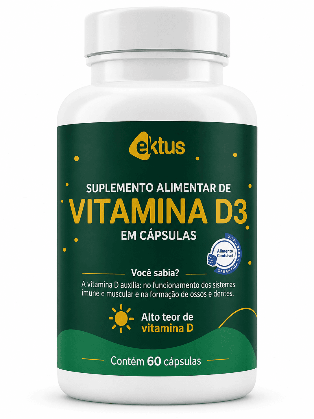 Vitamina D3 Ektus 60 Cápsulas – Suplemento Alimentar