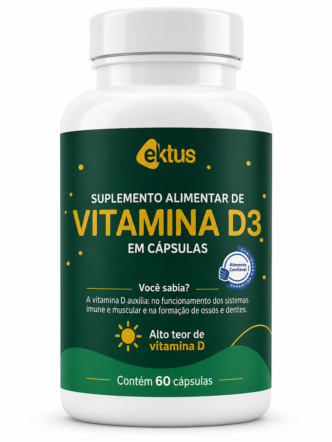 Vitamina D3 Ektus 60 Cápsulas – Imunidade, Saúde Óssea e Força Muscular (Ektus)