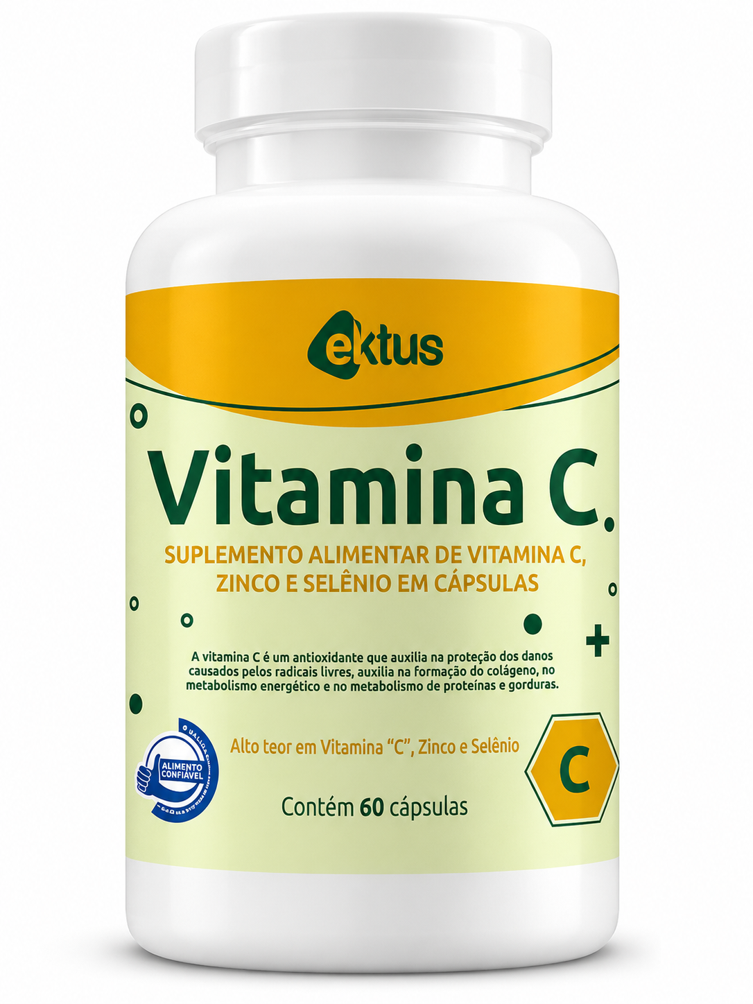 Vitamina C 1000mg + Zinco e Selênio Ektus – Imunidade, Colágeno e Proteção Antioxidante (Ektus)