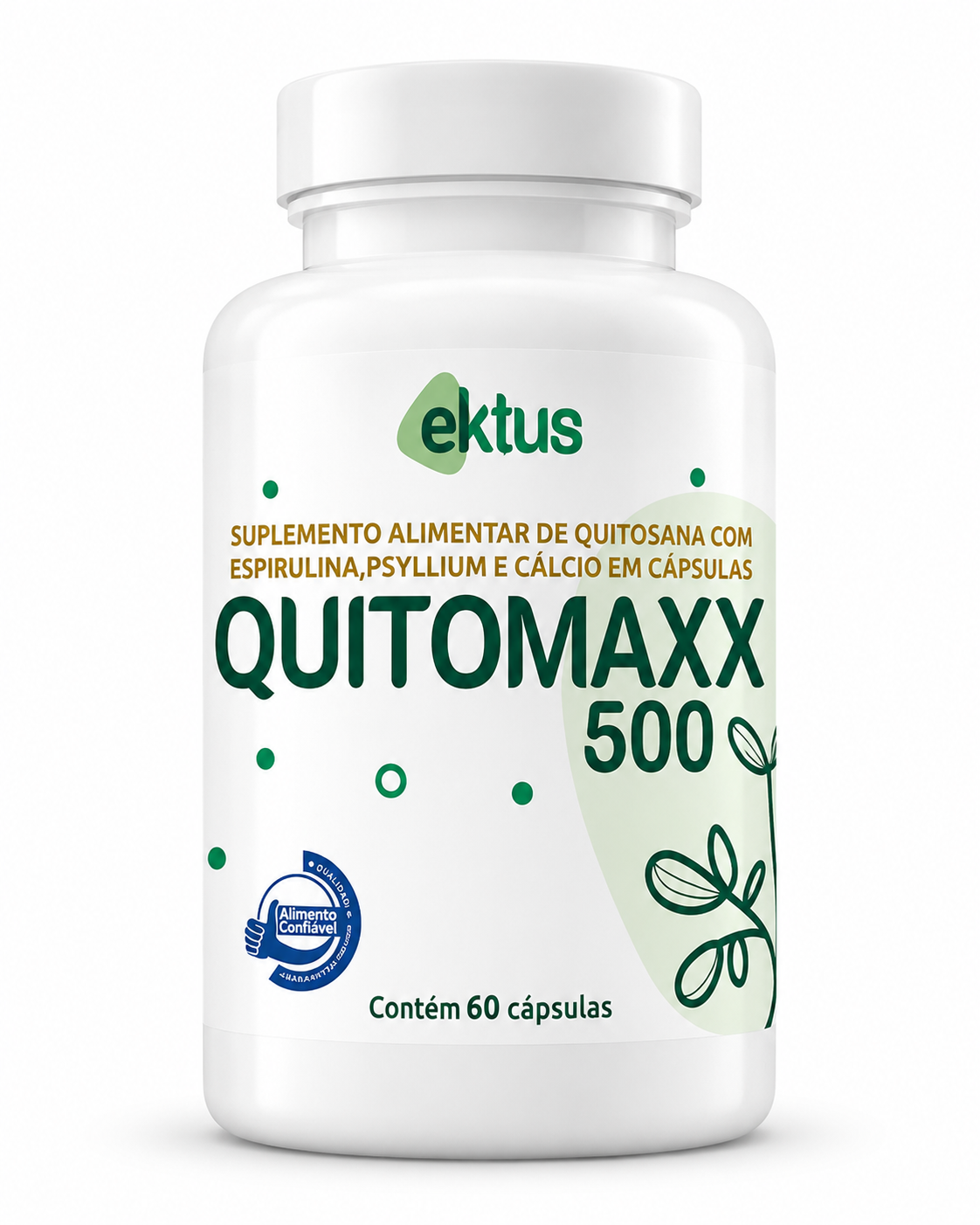 Quitomaxx 500 Ektus 60 Cápsulas – Quitosana, Espirulina, Psyllium e Cálcio (Ektus)
