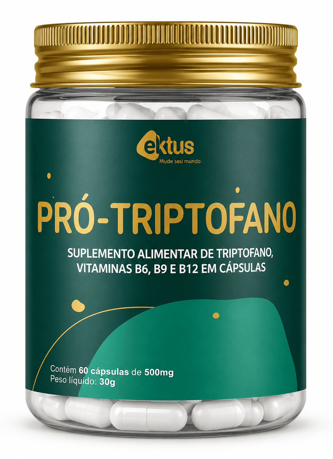 Pró-Triptofano Ektus 60 Cápsulas – Triptofano com Vitaminas B6, B9 e B12