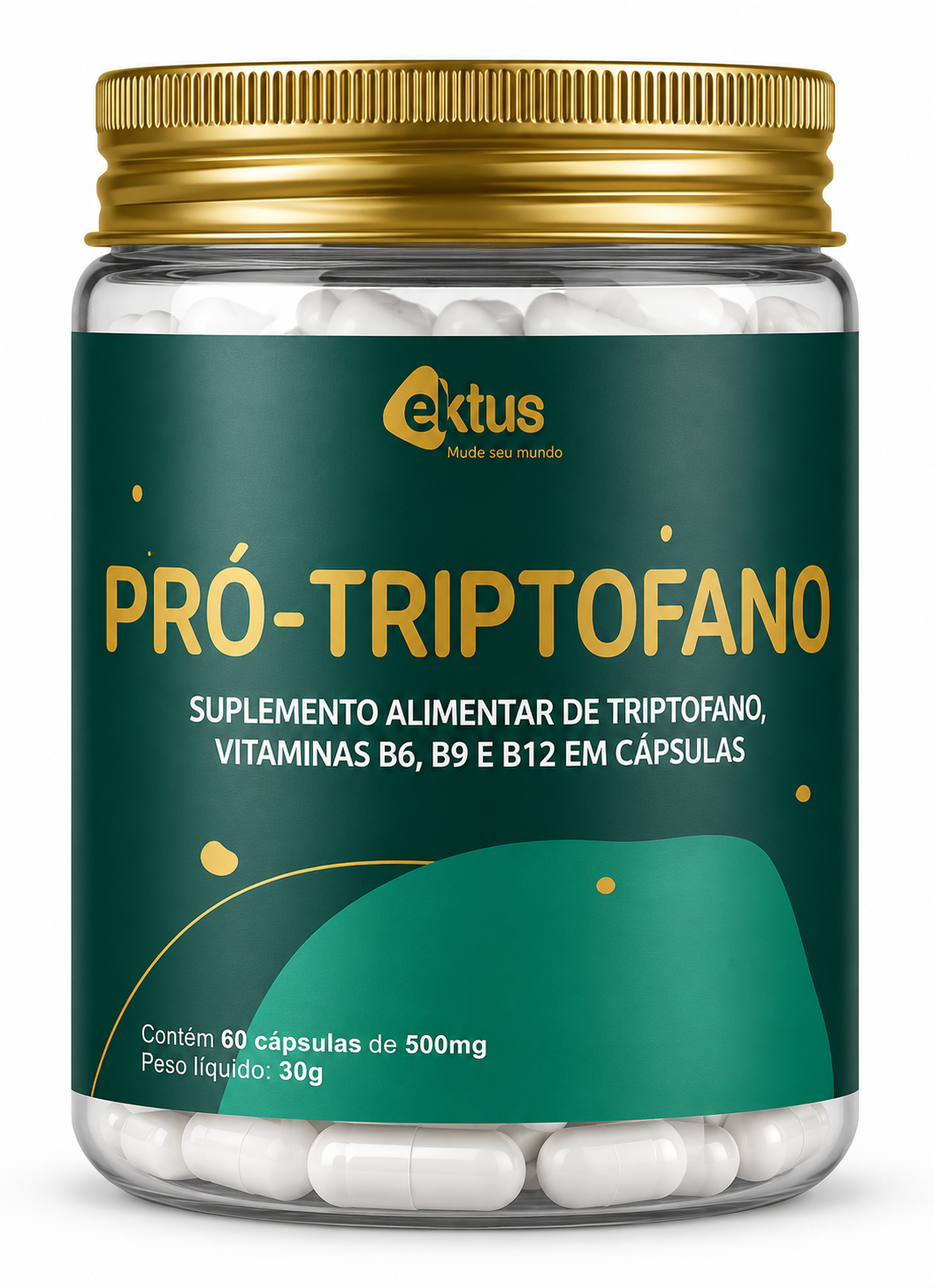 Pró-Triptofano Ektus 60 Cápsulas – Triptofano com Vitaminas B6, B9 e B12 para Humor e Sono (Ektus)