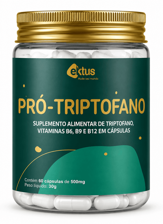 Pró-Triptofano Ektus 60 Cápsulas – Triptofano com Vitaminas B6, B9 e B12