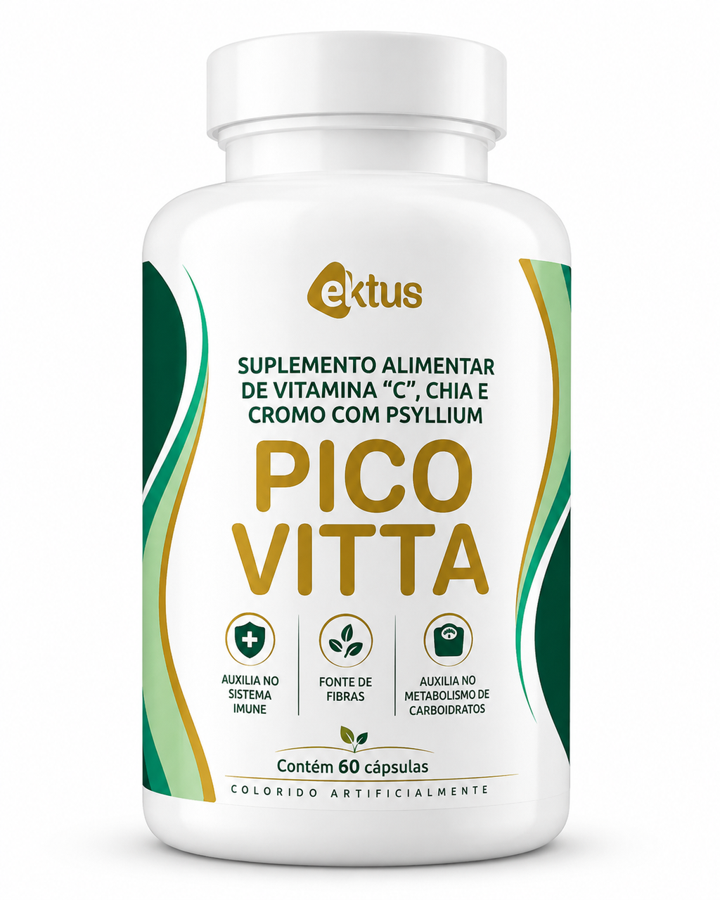 Picovitta Ektus 60 Cápsulas – Psyllium, Chia, Cromo e Vitamina C para Saciedade e Metabolismo (Ektus)