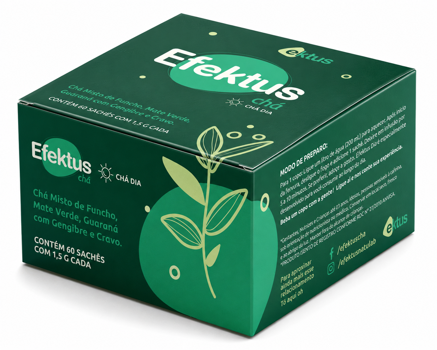 Efektus Chá Dia 60 Sachês – Chá Misto Termogênico para Disposição e Conforto Digestivo (Ektus)