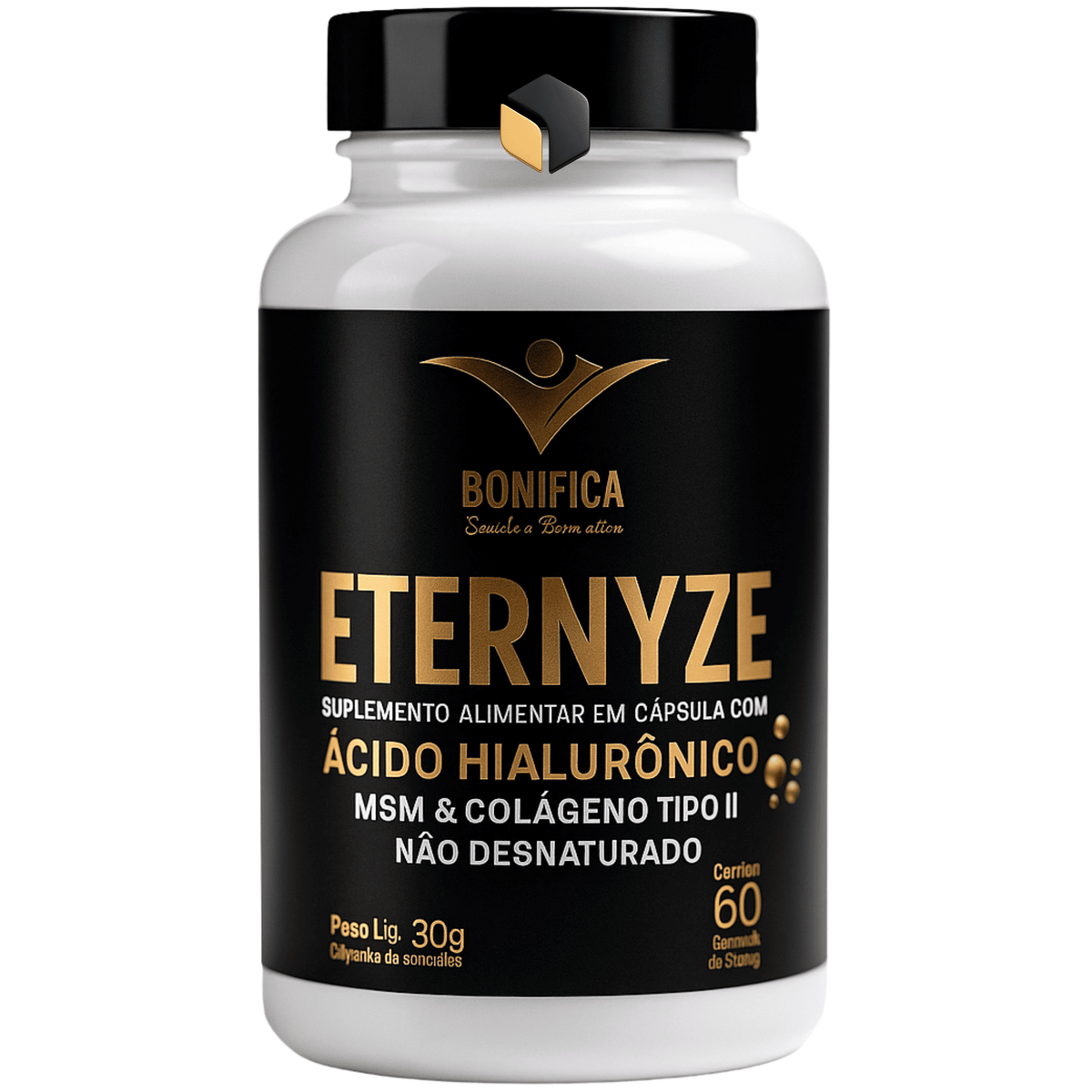 Eternyze: MSM, Colágeno Tipo II e Ácido Hialurônico - 60 cápsulas