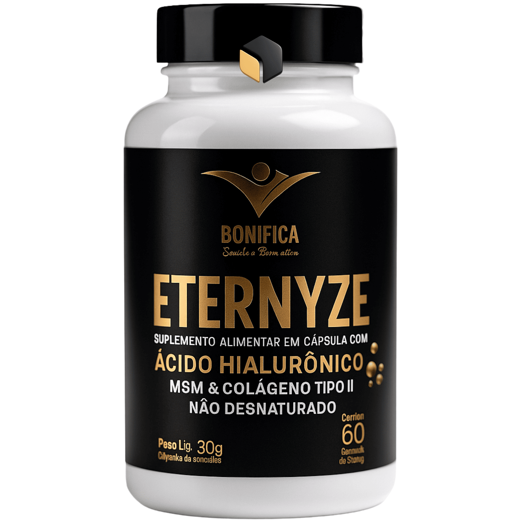 Eternyze: MSM, Colágeno Tipo II e Ácido Hialurônico - 60 cápsulas