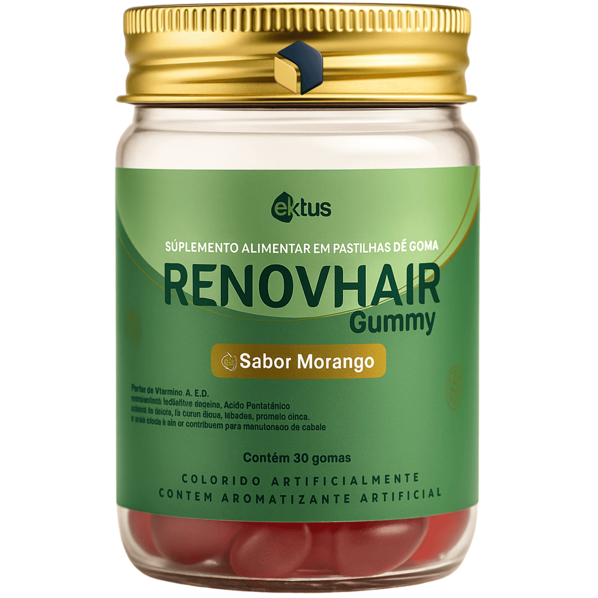 Renov Hair Gummy – Sabor Morango - 30 Gomas