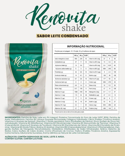 Renovita Shake Organza 300g Sabor Leite Condensado – Vitaminas e Minerais
