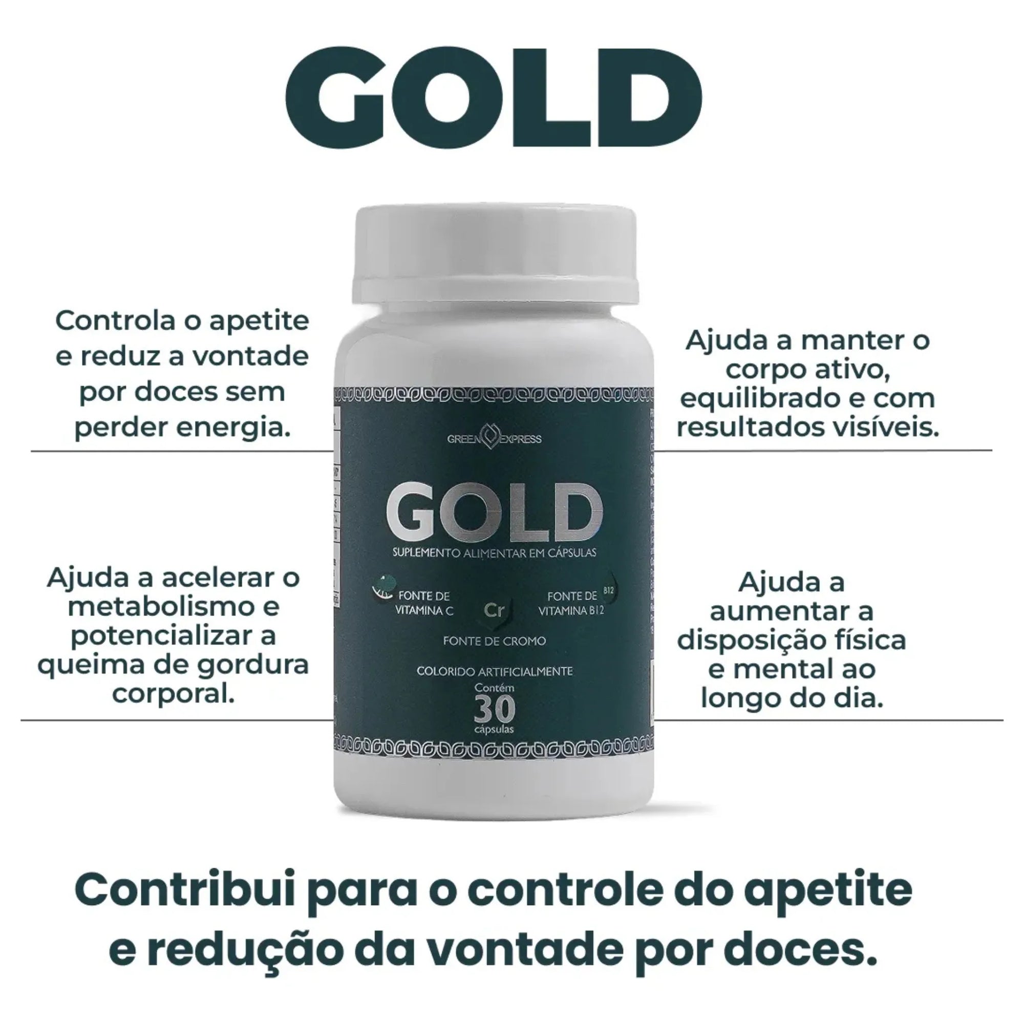 Gold Green Line 60 cápsulas– Suporte para Energia, Foco e Metabolismo