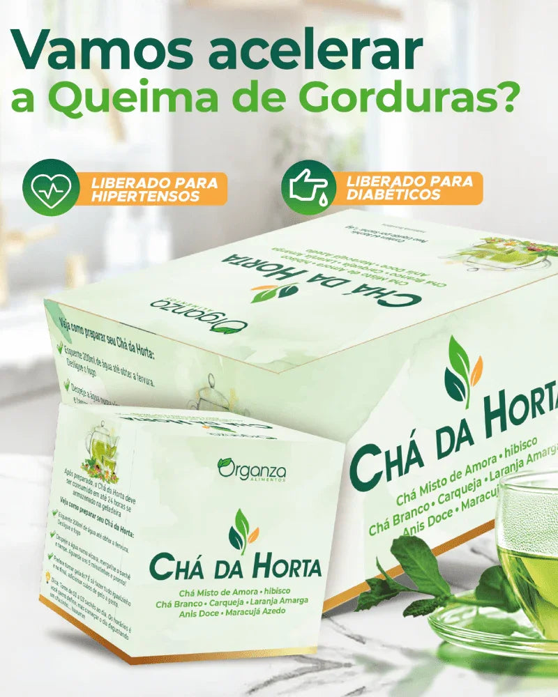Caixa Chá da Horta 64 Sachês (Organza) – Detox, Seca Barriga, Menopausa e Praticidade (Vitadrop)