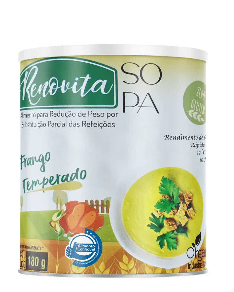 Renovita Sopa Frango Temperado 180g (Organza) – Emagrecimento, Zero Glúten e Jantar Fit (Vitadrop)