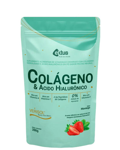 Colágeno Verisol® com Ácido Hialurônico Ektus 200g – Zero Açúcar