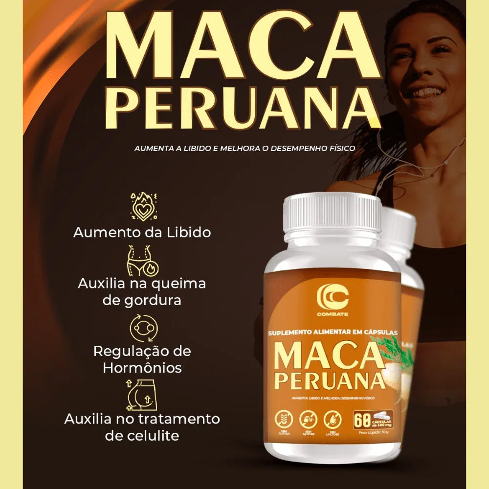 Maca Peruana 60 Cápsulas (Combate) – Libido, Energia, Emagrecimento e Firmeza