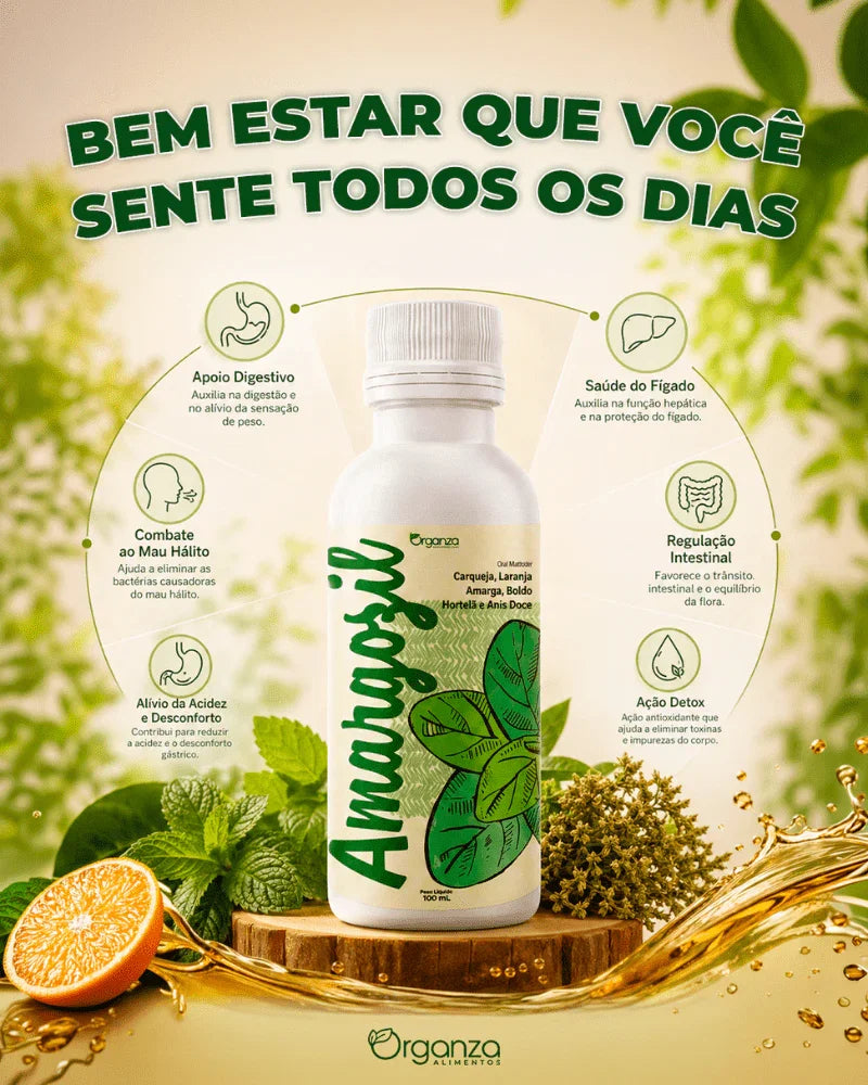 Amargozil Organza 100ml – O Aliado Digestivo Prático para o Seu Dia a Dia (Organza)