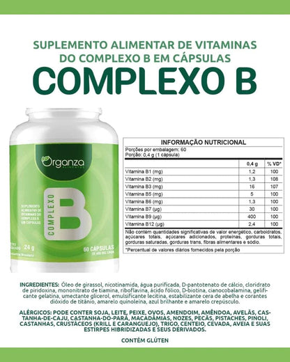 Complexo B Organza 60 Cápsulas – Vitaminas do Complexo B