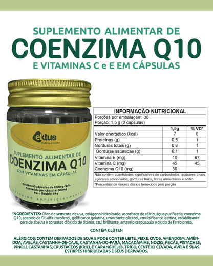 Coenzima Q10 com Vitaminas Ektus 60 Cápsulas – Suplemento Alimentar