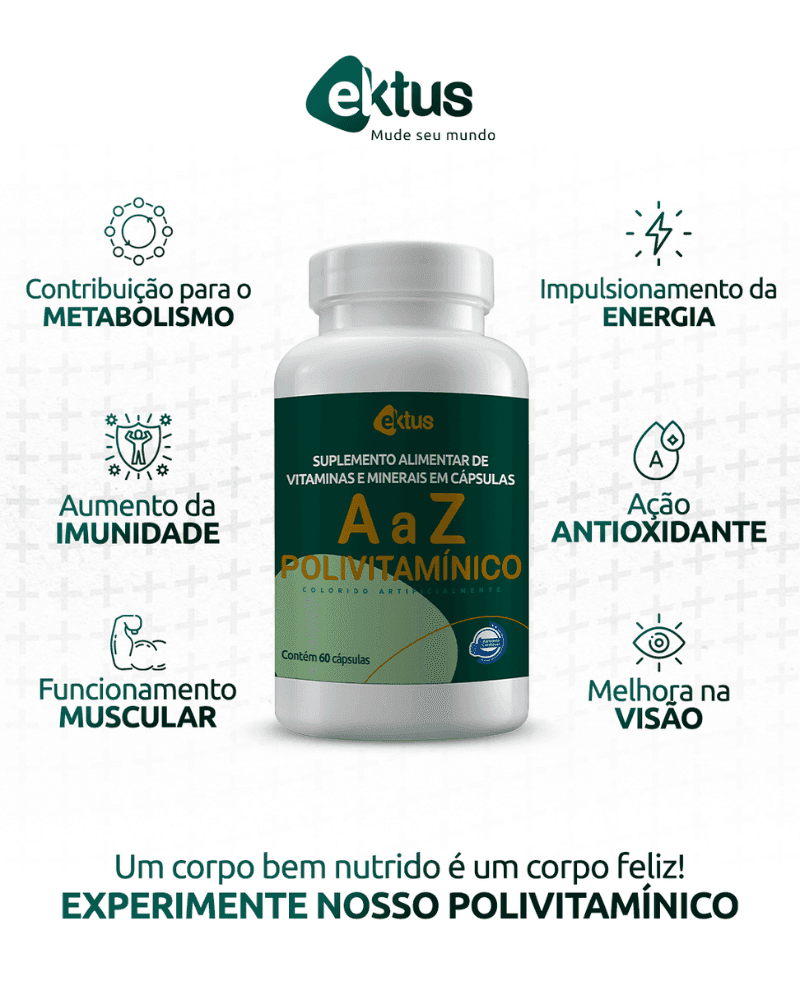 Polivitamínico A a Z Ektus 60 Cápsulas – Vitaminas e Minerais