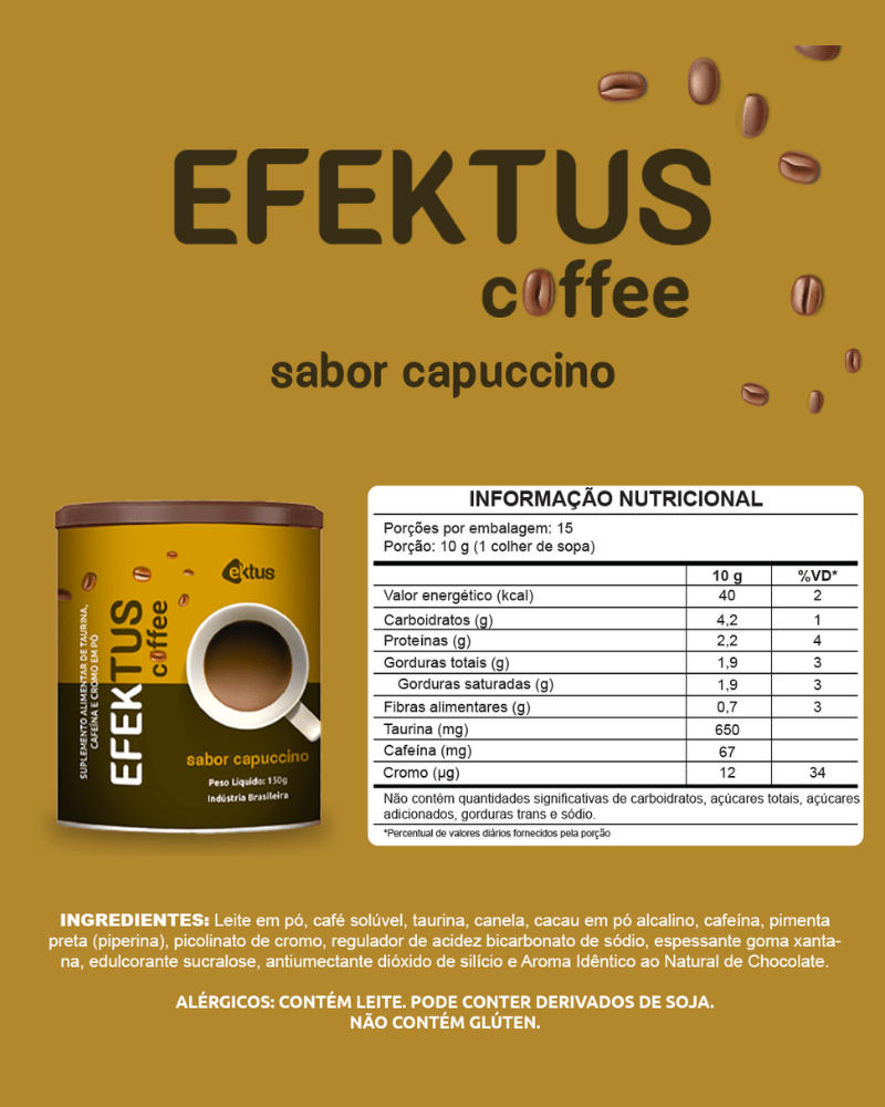 Efektus Coffee Capuccino Ektus (150g) – Café Funcional para Energia, Foco e Queima de Gordura (Ektus)