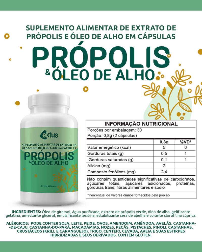 Própolis & Óleo de Alho Ektus 60 Cápsulas – Fortalecimento Imunológico e Saúde Cardiovascular (Ektus)