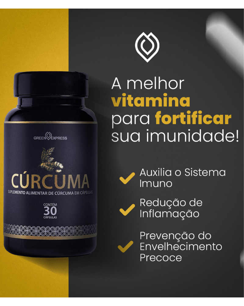 Cúrcuma Green Express 30 Cápsulas – A Melhor Vitamina para Fortificar sua Imunidade e Reduzir Inflamações