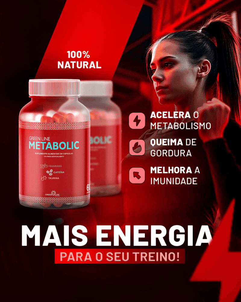 Metabolic Green Line 60 Cápsulas – Guaraná, Cafeína e Taurina