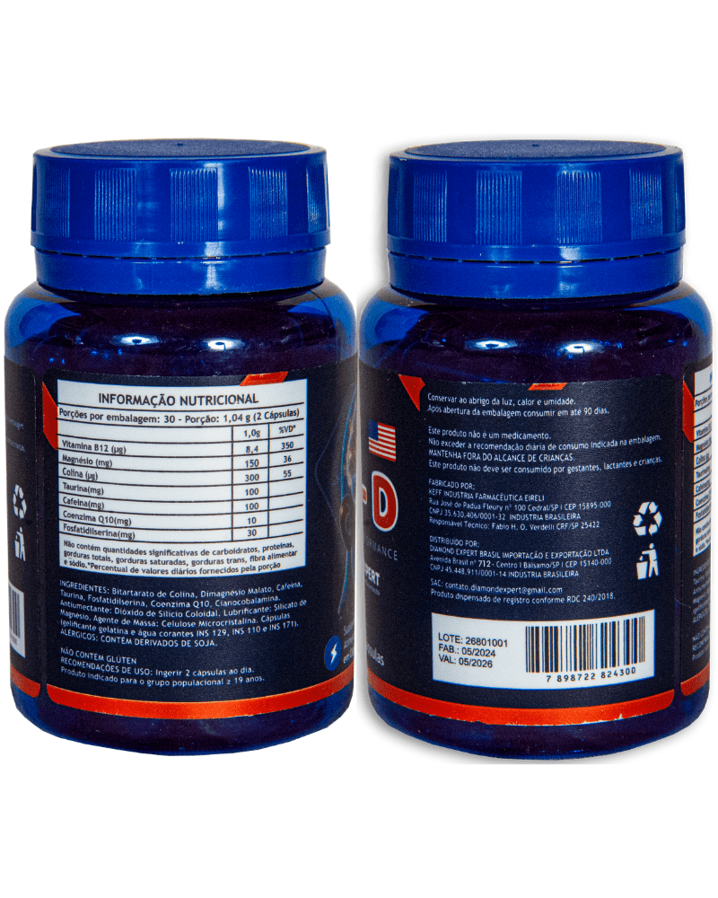 NZT-D Diamond Expert 60 Cápsulas – Nootrópico de Alta Performance para Foco, Memória e Energia Mental