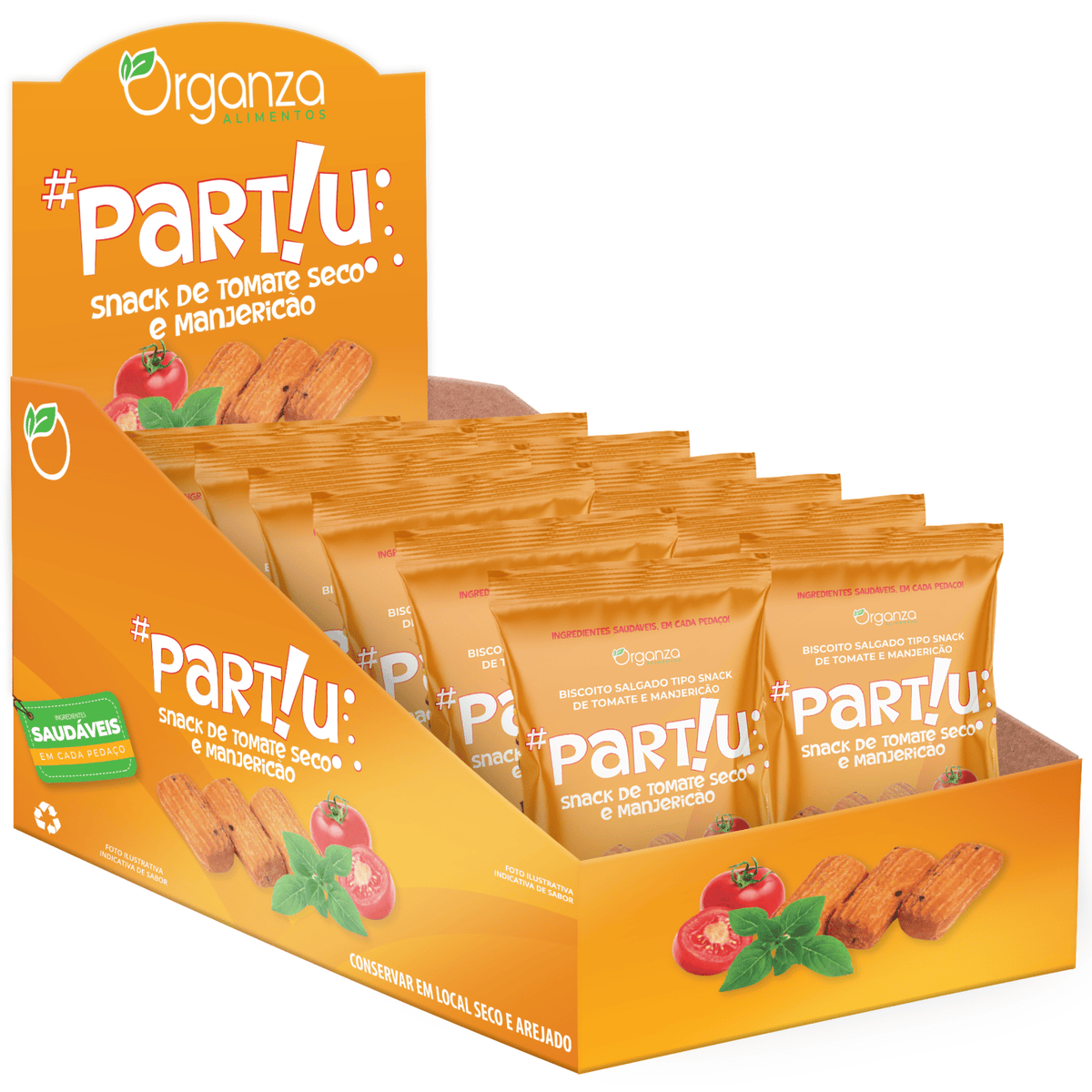 Snack de Tomate Seco e Manjericão Partiu - 30gr c/ 14 unidades